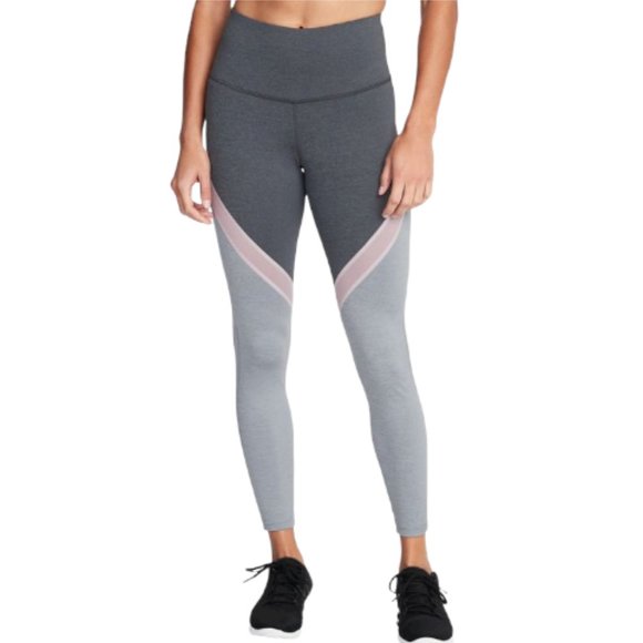 Old Navy Pants - Old Navy Active Leggings Gray Pink Colorblock 7/8 High Waisted XS